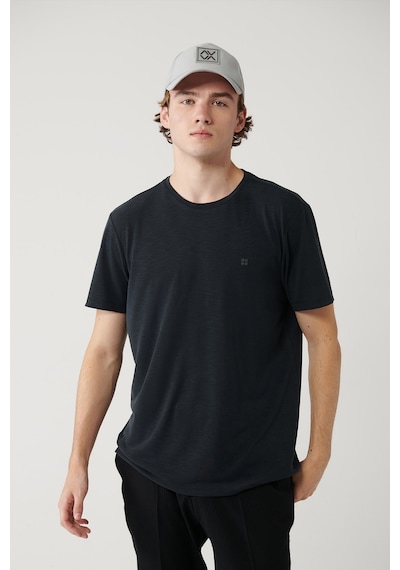 Avva Erkek Antrasit Soft Touch Bisiklet Yaka Regular Fit T-shirt B001031 Antrasit