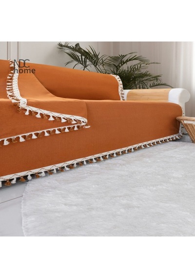 Dnc Home Tekstil Ndchome Premium Keten Tarçın Ponponlu Koltuk Örtüsü 170 X 220