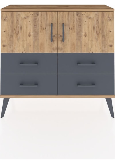 Arges Şifonyer 2 Raflı 4 Çekmeceli 2 Kapaklı 88x30x80 Çam-çam/antrasit Çam/antrasit Arges Şifonyer 2 Raflı 4 Çekmeceli 2 Kapaklı 88x30x80 Çam-çam/antrasit Çam/antrasit