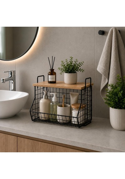Orret Home Ahşap Raflı Metal Sepet Baharatlık, Meyvelik Sebzelik, Banyo Organizeri, Üst Üste Takılabilir Tezgah Üstü Düzenleyici, Duvara Monte Edilebi Siyah Orret Home Ahşap Raflı Metal Sepet Baharatlık, Meyvelik Sebzelik, Banyo Organizeri, Üst Üste Takılabilir Tezgah Üstü Düzenleyici, Duvara Monte Edilebi Siyah