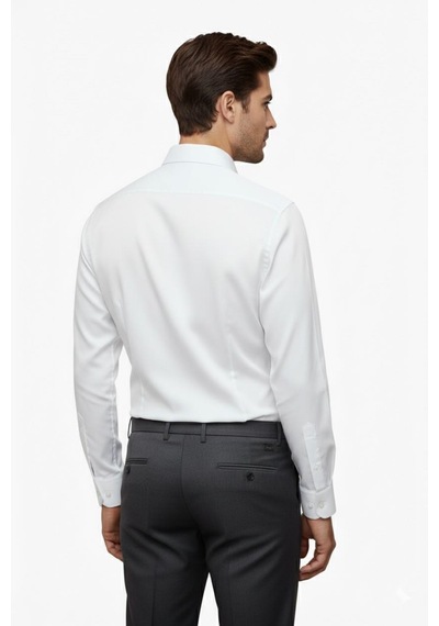 Erkek Silim Fit Uzun Kol Gömlek Bgl-st04867 Beyaz