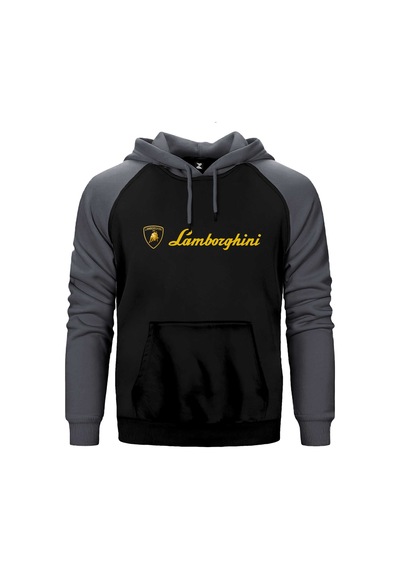 Lamborghini Gold Logo Text Sarı Renk Reglan Kol Sweatshirt / Hoodie