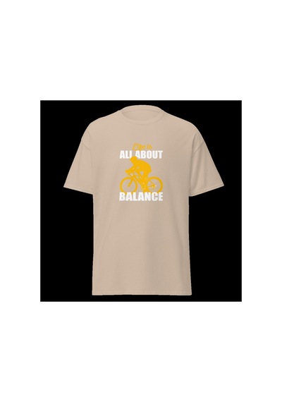Wildstyle This Is All About Balance Bisiklet Denge Yol Baskılı Unisex Bisiklet Yaka Pamuklu Tişört Camel