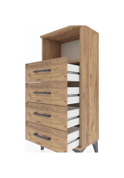 Arges Komodin Tek Raflı 4 Çekmeceli 44x30x106 Çam-çam Çam