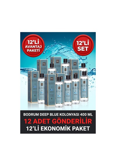 Deep Blue Okyanus Kolonyası 400 Ml Dökmeli 12'li Paket 80 Aile Ve Ofis Toptan Set
