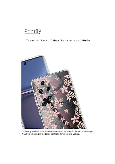 Oppo A94 Uyumlu Kamera Korumalı Floral Kırmızı Tasarımlı Şeffaf Silikon Kılıf