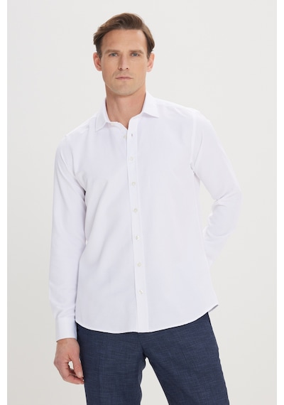 AC&Co / Altınyıldız Classics Slim Fit Dar Kesim Erkek Gömlek Beyaz - 2'li Beyaz