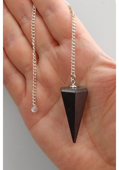 Doğal Şungit Taşı Pandül Sarkaç Shungite 218-6 Gümüş