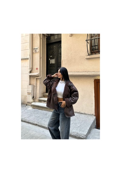 Meecy Dokulu Süet İçi Kürk Oversize Zr Mont Kahverengi&brown Kahverengi&brown