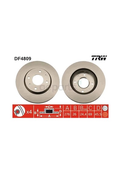 Ön Fren Diski Hava Kanalli Mitsubishi Lancer 1.6l 4g18 Cs3a 2003-2008 276 Çap X 4 Bijon - Takım Disk ıdır