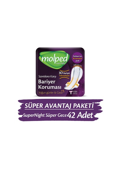 Molped Süpernight Hijyenik Ped Süper Gece Süper Avantaj Paketi 42 Adet