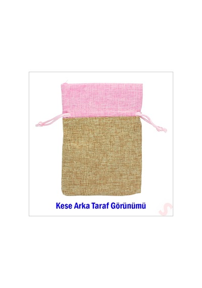 Bebek Temalı Jüt Kese 10cm X 13cm - Pembe X 12 Adet Çok Renkli