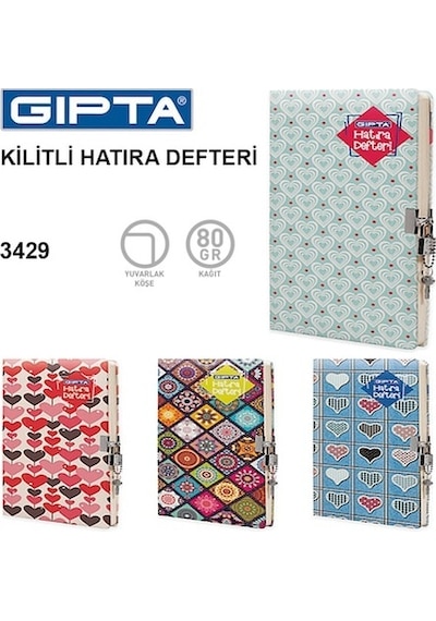 Gıpta 14X20 120 Sayfa Kilitli Hatıra   Defteri