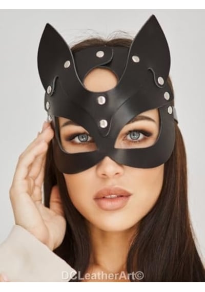 Sınırsızmarket Siyah Fantezi Deri Maske Kedi Maske