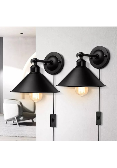 Mylights Retro Rustik Yatak Balı Anahtarlı Kablolu Duvar Aplik Diğer