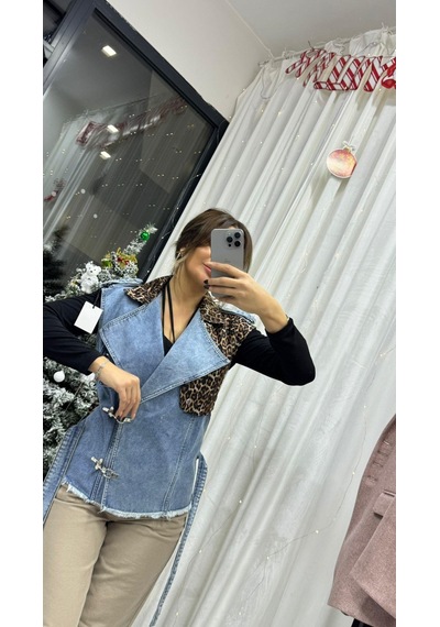 Daves Leopar Desenli Belden Bağlamalı Kolsuz Denim Kumaş Kot Yelek Leopar-mavi Kot Çok Renkli Daves Leopar Desenli Belden Bağlamalı Kolsuz Denim Kumaş Kot Yelek Leopar-mavi Kot Çok Renkli