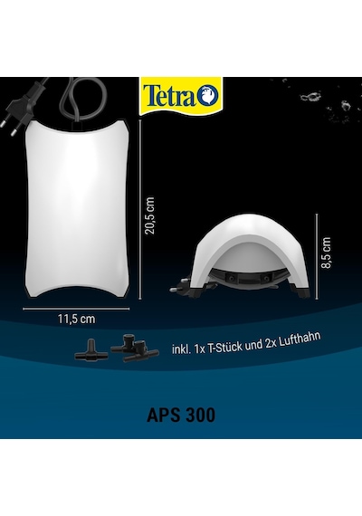Aps Aquarium Luftpumpe - Leise Membranpumpe, Versch. Größen Für Aquarien Von 10-600 L, Schwarz/