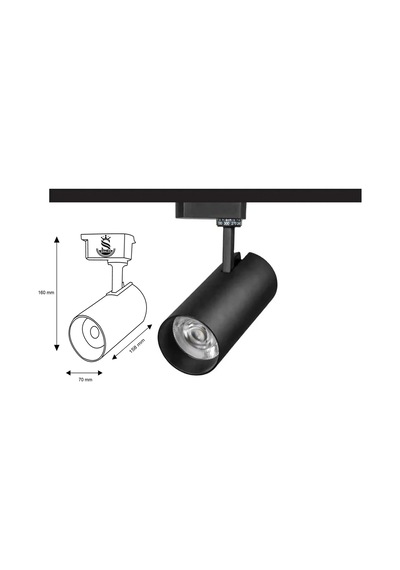 Led Siyah Kasa Beyaz Işık 35w Raylı Spot Beyaz
