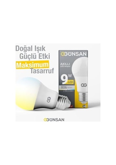 Ayrex Günsan Akıllı Wifi Led Ampul Beyaz Işık Sesli Komut & Tuya & Smart Life Uyumlu 9w 2700k-6500k Ayarl Diğer