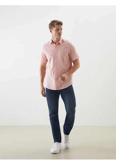 Lcwaıkıkı Classic Pembe Regular Fit Keten Karışımlı Erkek Gömlek