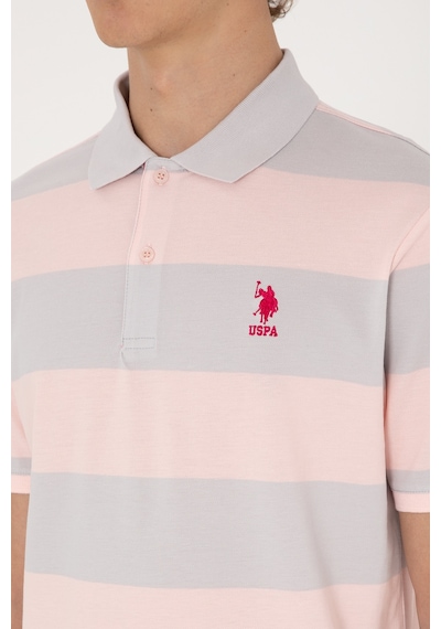 U.S. Polo Assn. Erkek Regular Fit Pudra Polo Yaka Çizgili Tişört 50306827-VR042