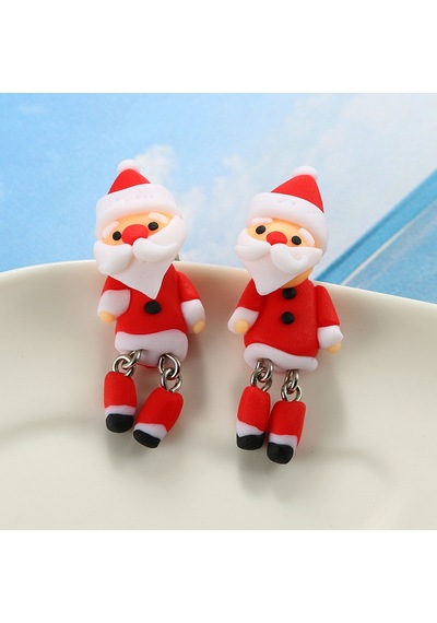 El İşi Kırmızı Noel Baba Küpe - Şenlikli Noel Kızların Hediye Takı Çok Renkli