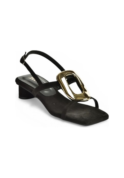 Fox Shoes Y282440002 Siyah Süet Alçak Kalın Topuklu Kadın Ayakkabı