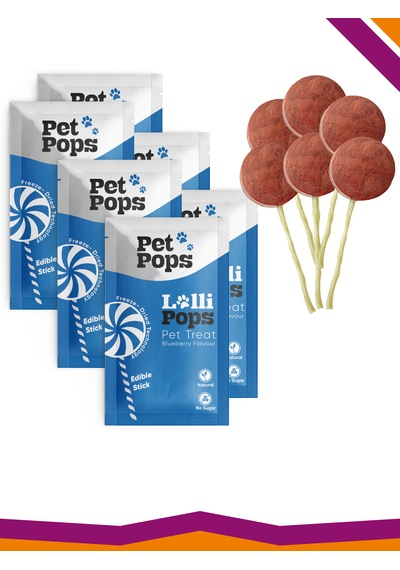 Lollipops Tavuk Ciğeri Yabanmersini 6'lı Kedi Köpek Ödül Lolipopu