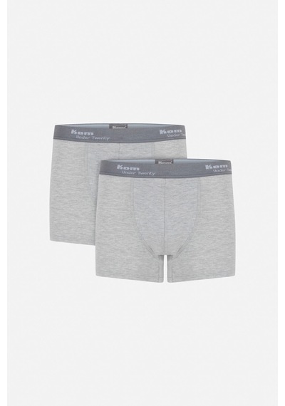 Kom Tight Pamuklu 2'Li Erkek Boxer - Gri