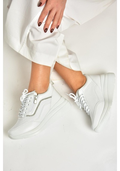 Fox Shoes U702020709 Beyaz Kalın Tabanlı Spor Ayakkabı Sneakers Beyaz-suni Deri Beyaz