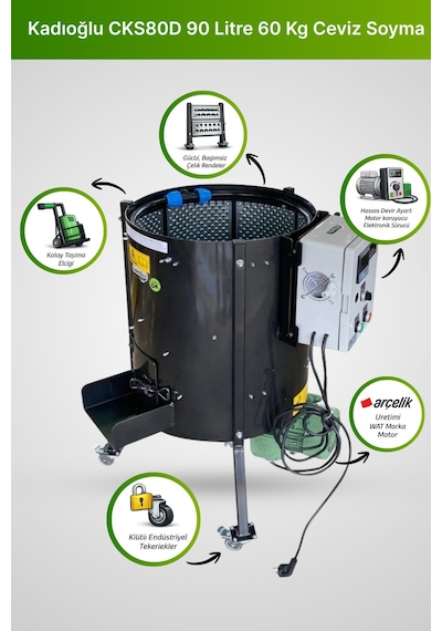 Cks80d Devir Ayarlı Ceviz Soyma Makinası 90 Litre