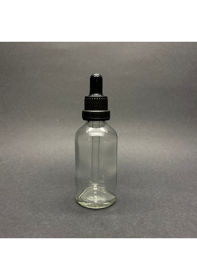 50ml, Şeffaf Cam Şişe, 12 Adet, Cam Damlalıklı, Ecza Şişesi, Propolis Şişesi, Siyah Kapak Siyah Emzik