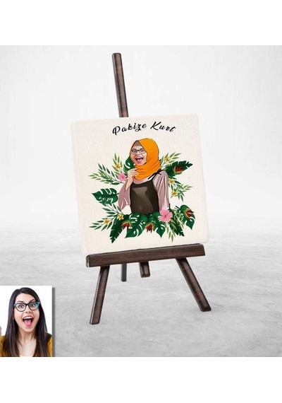 Kişiye Özel Türbanlı Karikatürlü Doğal Taş 39787