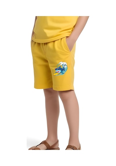 Fyk Kids Erkek Çocuk Tişört-kapri Surfer Baskılı Alt-üst Takım Sarı