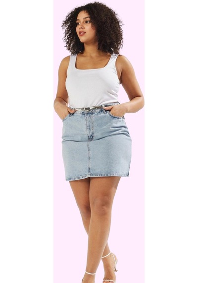 Ersefa Kadın Denim Etek Yüksek Bel Pamuk Günlük Casual Stil Hafta Sonu Y Açık Mavi