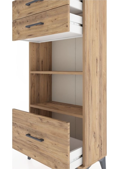Hyperion Dolap 2 Raflı 3 Çekmeceli 60x44x134 Çam-çam Çam
