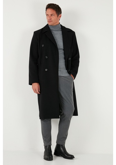 Buratti Loose Fit Kruvaze Yaka Uzun Astarlı Kaşe Erkek Kaban 681003 Siyah Buratti Loose Fit Kruvaze Yaka Uzun Astarlı Kaşe Erkek Kaban 681003 Siyah