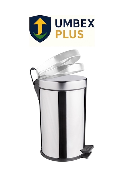 30 Litre Krom, Metal Paslanmaz Çöp Kovası Çöp Kutusu Pedallı Amortisörlü Kapak Gümüş
