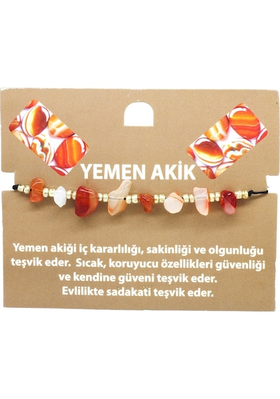 Tesbihane Makrome Örgülü Basic Model Yemen Akik Doğaltaş Kadın Bileklik Çok Renkli
