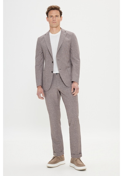 AC&Co / Altınyıldız Classics Erkek Vızon Slim Fit Dar Kesim Mono Yaka Beli Bağlamalı Desenli Takım Elbise Vızon
