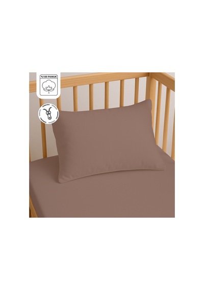 Lief Home %100 Pamuk Fermuarlı Bebek Yastık Kılıfı 35x45 CM 2 Adet Doğal & Yumuşak - Kahverengi