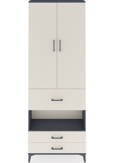 Arges Dolap 5 Raflı 3 Çekmeceli 2 Kapaklı 88x30x243 Antrasit-... Antrasit