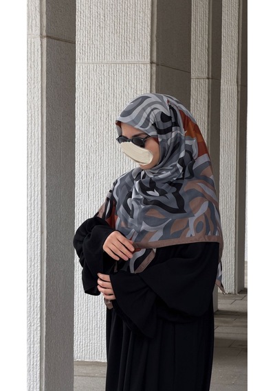 Qalortex Scarf Pamuklu Soft Mihrâ Desen Eşarp-taba