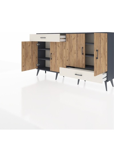 Arges Konsol 5 Raflı 2 Çekmeceli 4 Kapaklı 176x30x99 Antrasit-çam Antrasit-çam/aytaşı Arges Konsol 5 Raflı 2 Çekmeceli 4 Kapaklı 176x30x99 Antrasit-çam Antrasit-çam/aytaşı