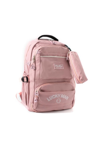 Ventis Unisex Set Okul Çantası Kalemlikli 2'li Lise Ortaokul Sırt Çantası 43 30 Cm Çok Cepli Vnt7-g Pembe