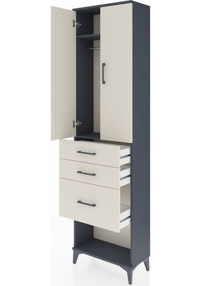 Arges Dolap 2 Raflı 3 Çekmeceli Tek Askılı 60x30x221 Antrasit... Antrasit