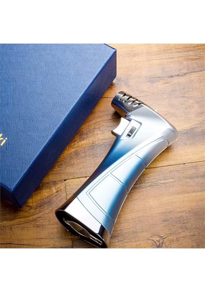 Lubinski New Design Çok Fonksiyonlu Tek Torch Büyük Masa Tipi Puro Çakmağı Blue Ice Lb-120