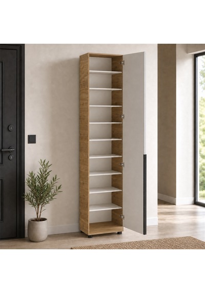Porto 10 Bölmeli Tek Kapaklı Aynalı Vestiyer - Florida Meşe/vizon 47x210x34 Cm Meşe / Vizon Porto 10 Bölmeli Tek Kapaklı Aynalı Vestiyer - Florida Meşe/vizon 47x210x34 Cm Meşe / Vizon