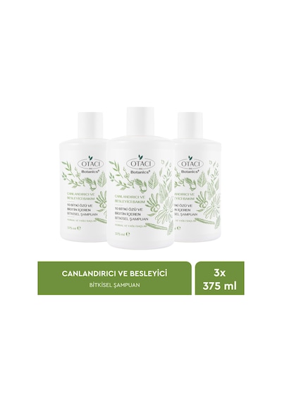 Otacı Botanics+ Canlandırıcı & Besleyici Bakım - 10 Bitki Özü Ve Biotin İçeren Bitkisel Şampuan Üçlü Paket