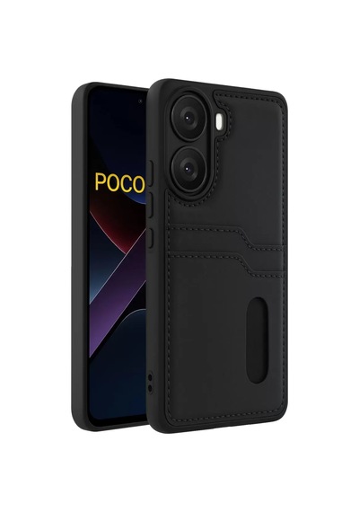 Newface Xiaomi Poco X7 Pro Kılıf Sara Kartvizitli Deri Kılıf - Siyah